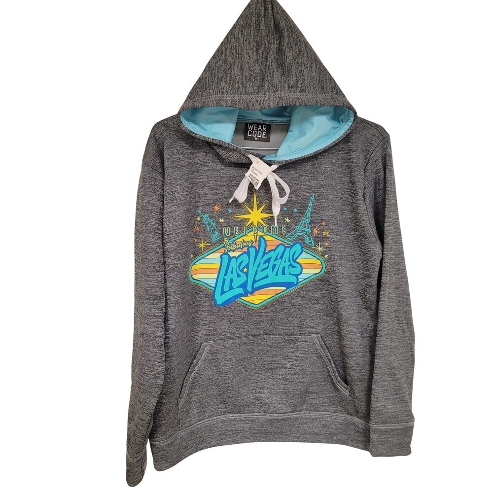Las Vegas Womens‎ Hoodie Sz M Gray/Teal Pullover Sweatshirt NWT